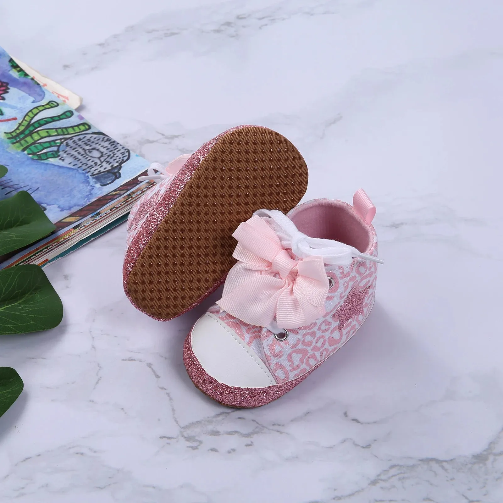 0-12M Newborn Baby Girl Leopard / Star Printed Shoes