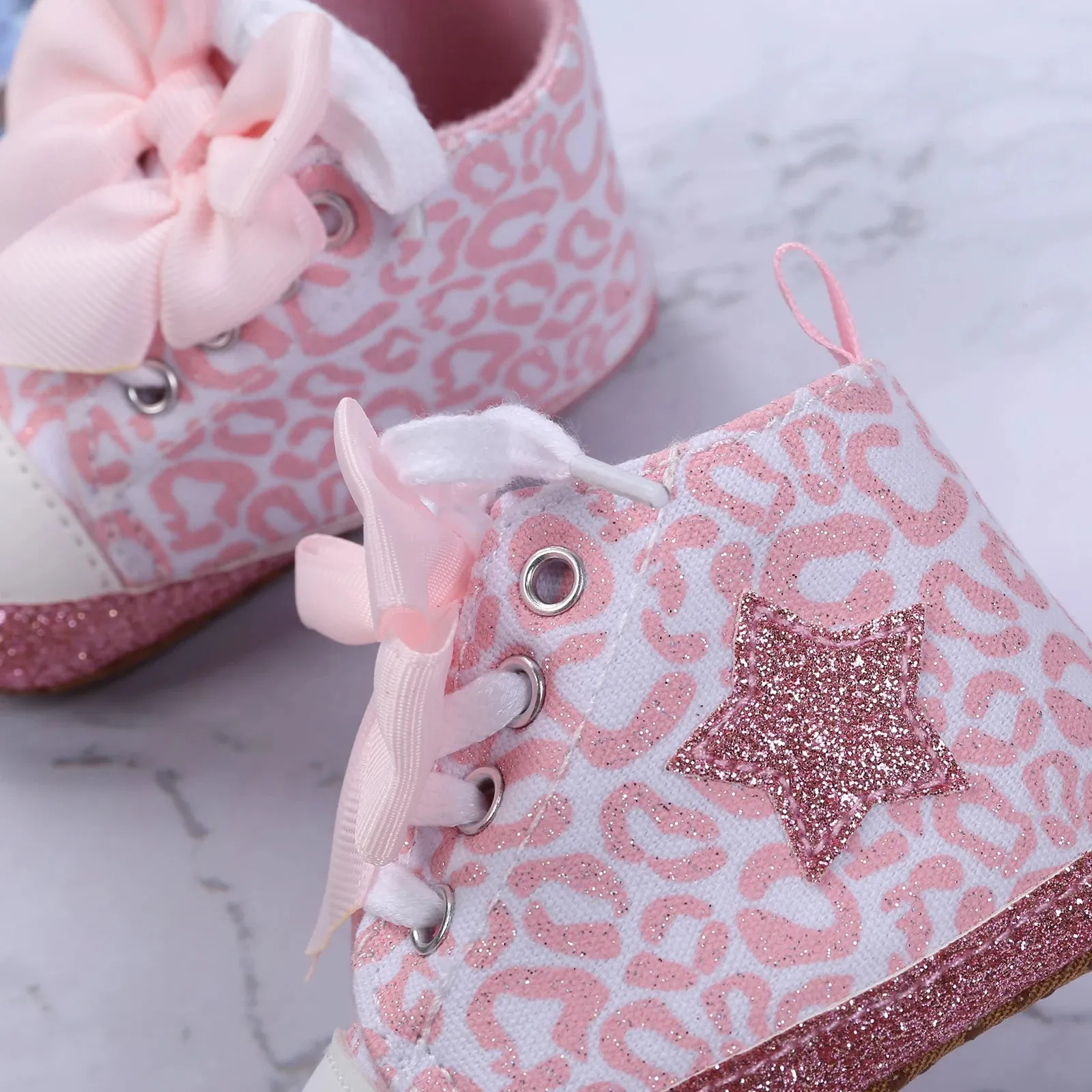 0-12M Newborn Baby Girl Leopard / Star Printed Shoes