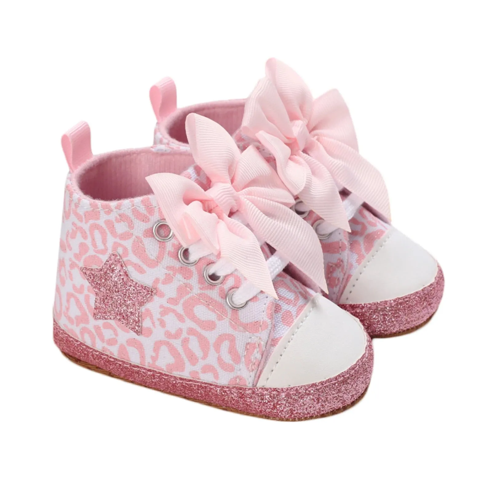 0-12M Newborn Baby Girl Leopard / Star Printed Shoes