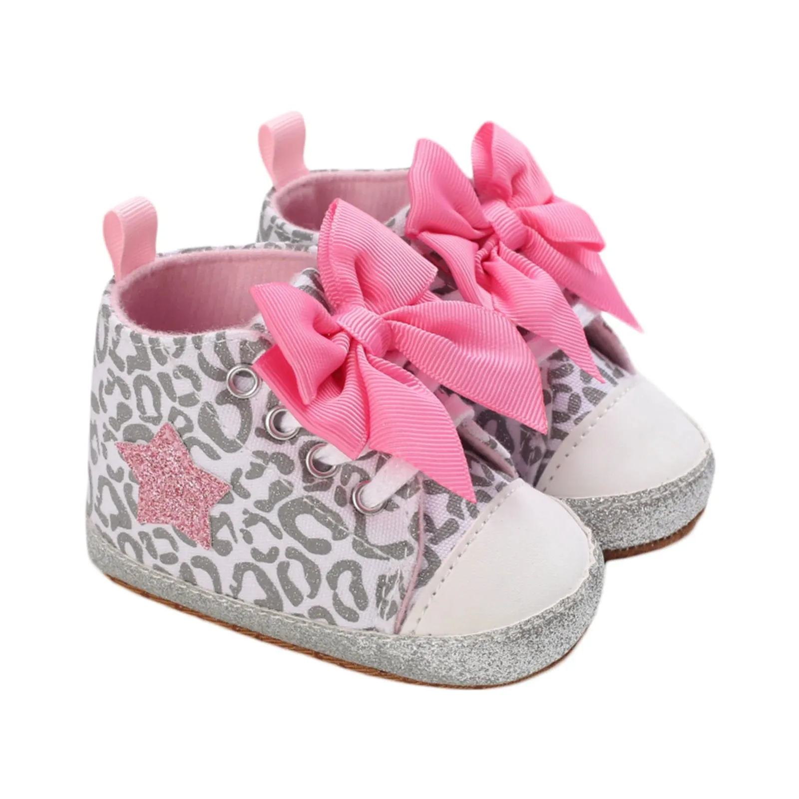 0-12M Newborn Baby Girl Leopard / Star Printed Shoes