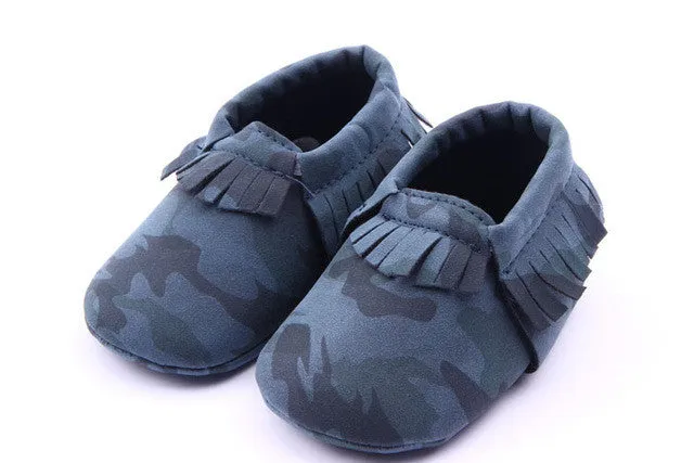 0-18M | Boys & Girls | Moccasins | Solid Camo Leopard Style