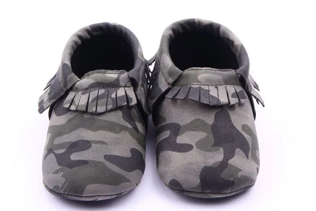 0-18M | Boys & Girls | Moccasins | Solid Camo Leopard Style