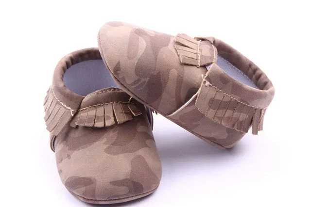 0-18M | Boys & Girls | Moccasins | Solid Camo Leopard Style