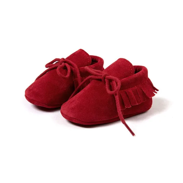 0-18M | Boys & Girls Suede PU  Leather Moccasins | Bebe Fringe