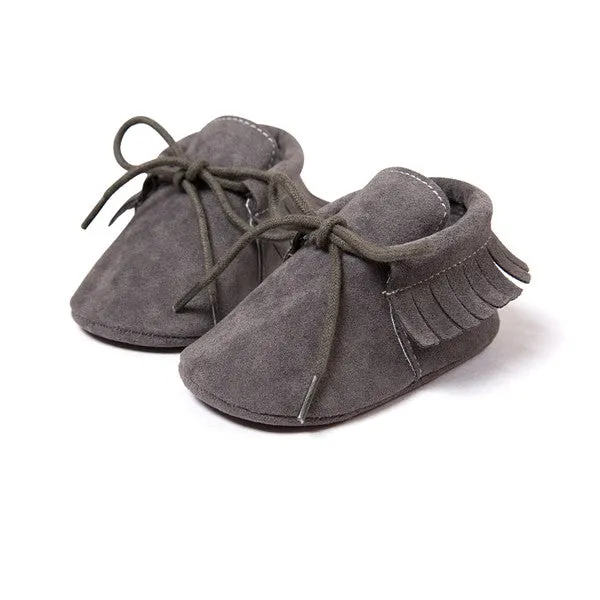 0-18M | Boys & Girls Suede PU  Leather Moccasins | Bebe Fringe