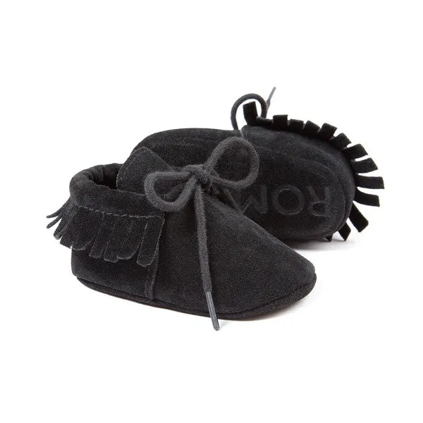 0-18M | Boys & Girls Suede PU  Leather Moccasins | Bebe Fringe