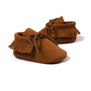0-18M | Boys & Girls Suede PU  Leather Moccasins | Bebe Fringe