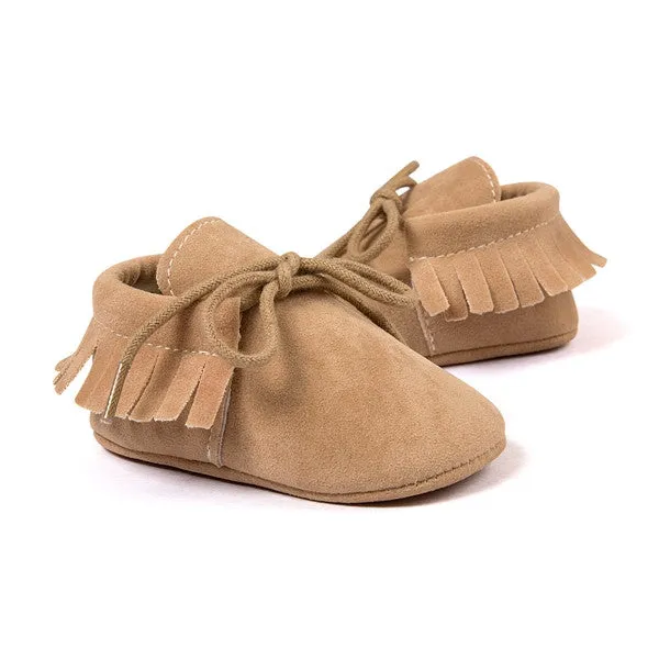 0-18M | Boys & Girls Suede PU  Leather Moccasins | Bebe Fringe