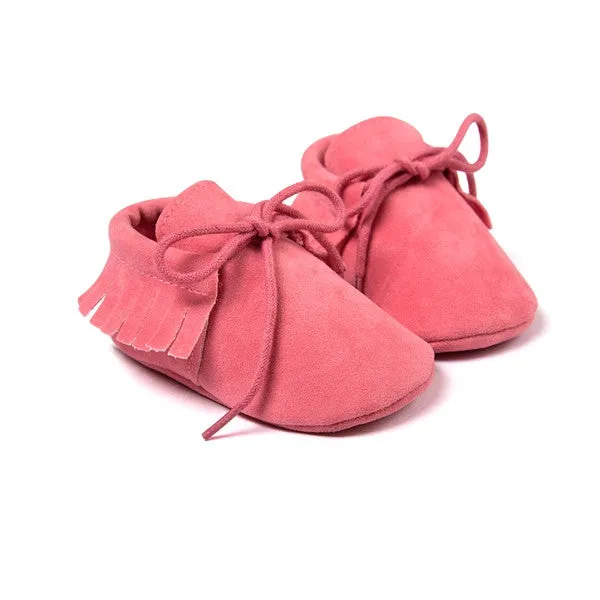 0-18M | Boys & Girls Suede PU  Leather Moccasins | Bebe Fringe