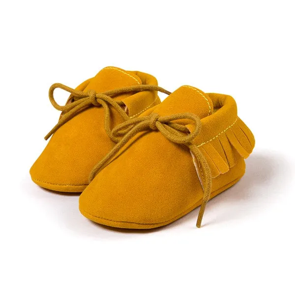 0-18M | Boys & Girls Suede PU  Leather Moccasins | Bebe Fringe