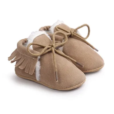 0-18M | Boys & Girls Suede PU  Leather Moccasins | Bebe Fringe