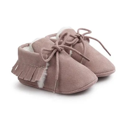 0-18M | Boys & Girls Suede PU  Leather Moccasins | Bebe Fringe