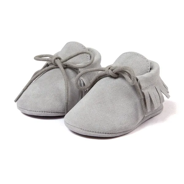 0-18M | Boys & Girls Suede PU  Leather Moccasins | Bebe Fringe