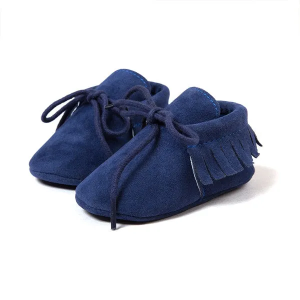0-18M | Boys & Girls Suede PU  Leather Moccasins | Bebe Fringe