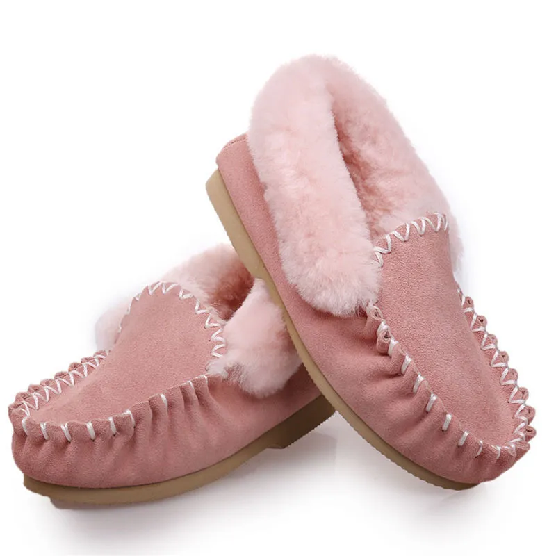 100% Australian Merino Sheepskin Moccasins Slippers Winter Casual Genuine Slip On UGG