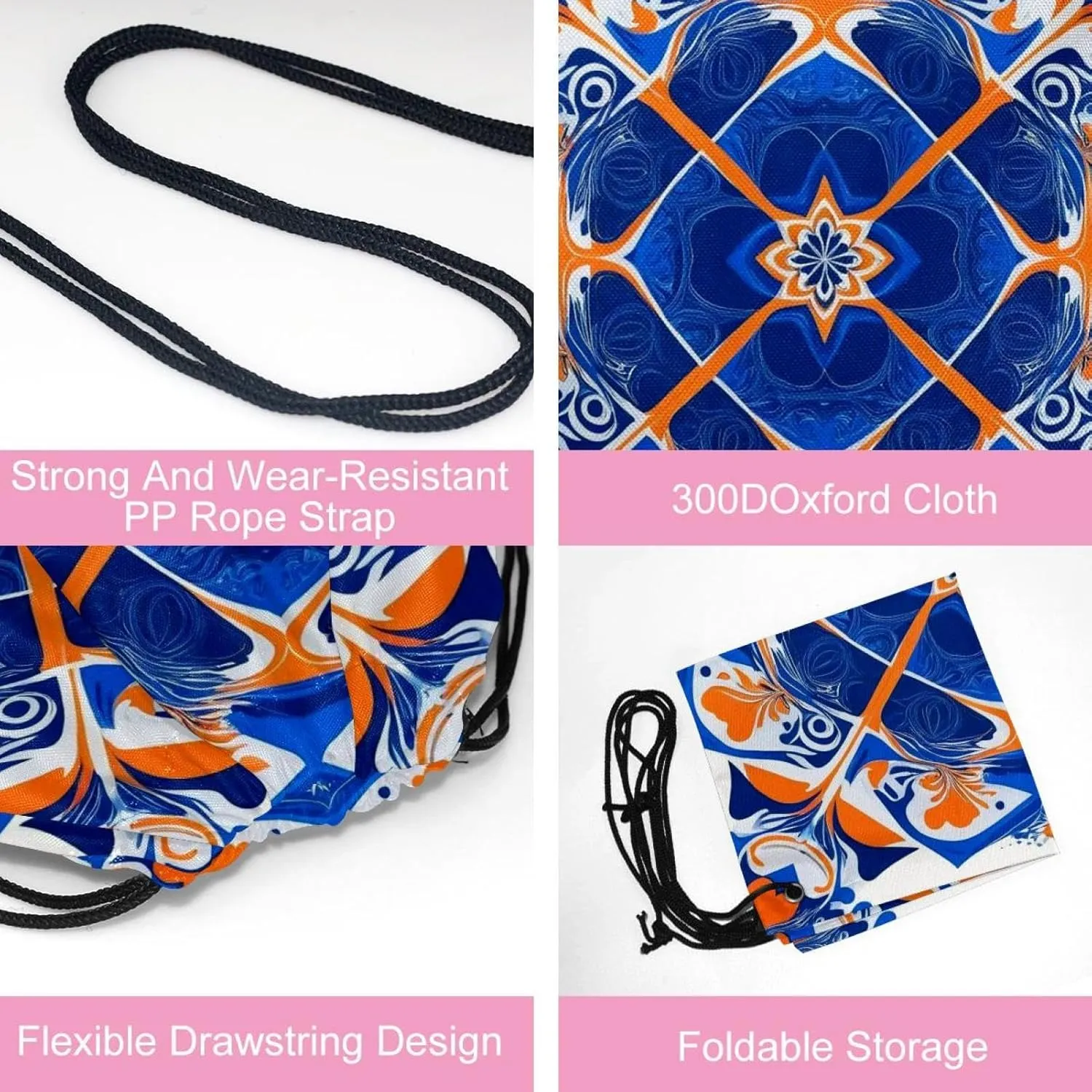 2 Pcs Chenille Print Drawstring Backpack Bag Sport Gym Sack pack