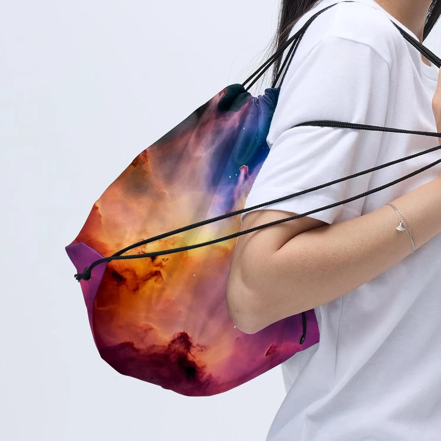 2 Pieces Drawstring Backpacks, Stars Nebula Draw String Back Bag Drawstring Bags for Sports, Gym, Travel, Swimming, Beach