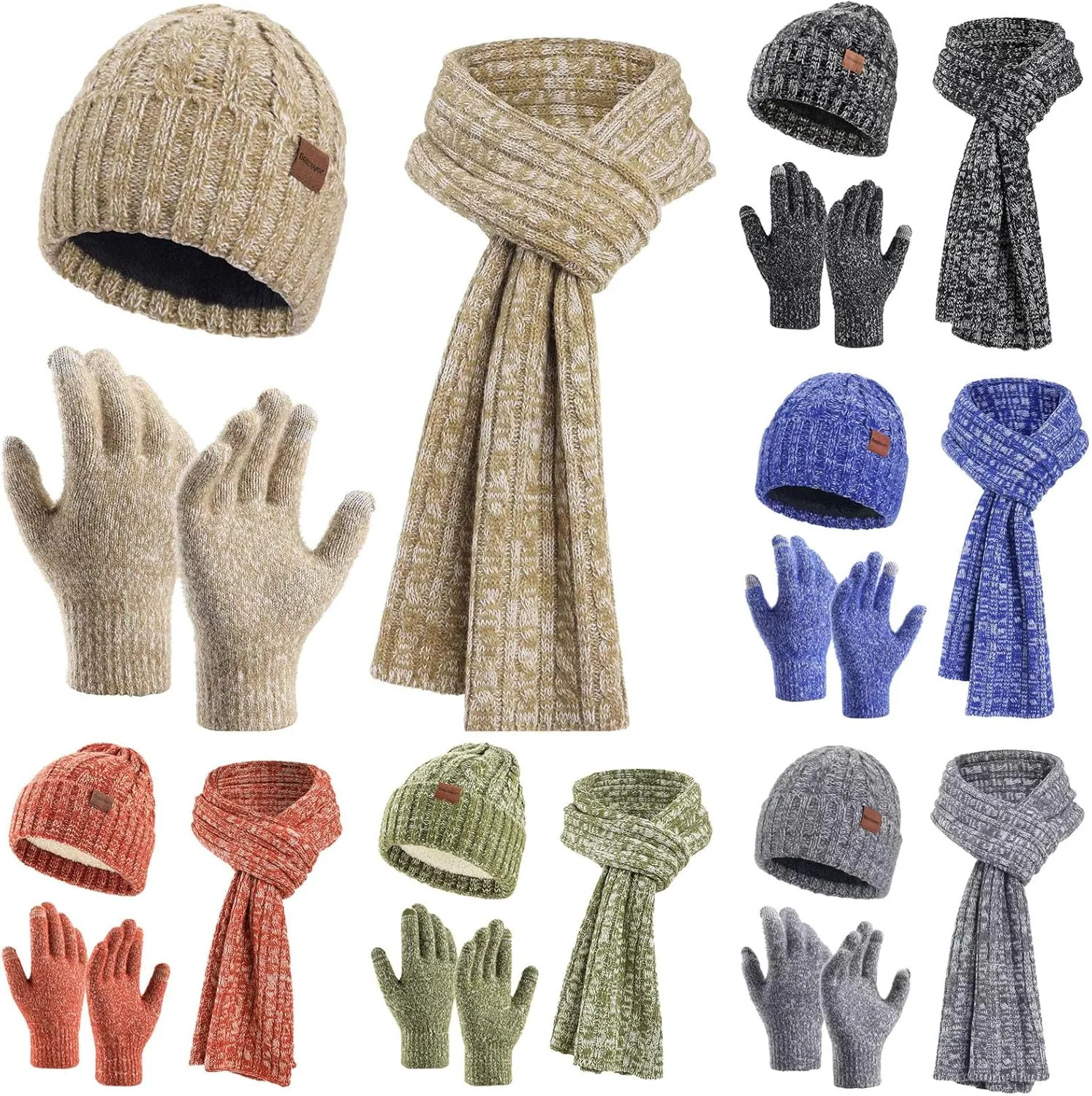 2024 Winter Men's and Women's Same Style Neck Knitted Hat Thickened Cold Knitted Glove Hat Scarf Gloves Hat for