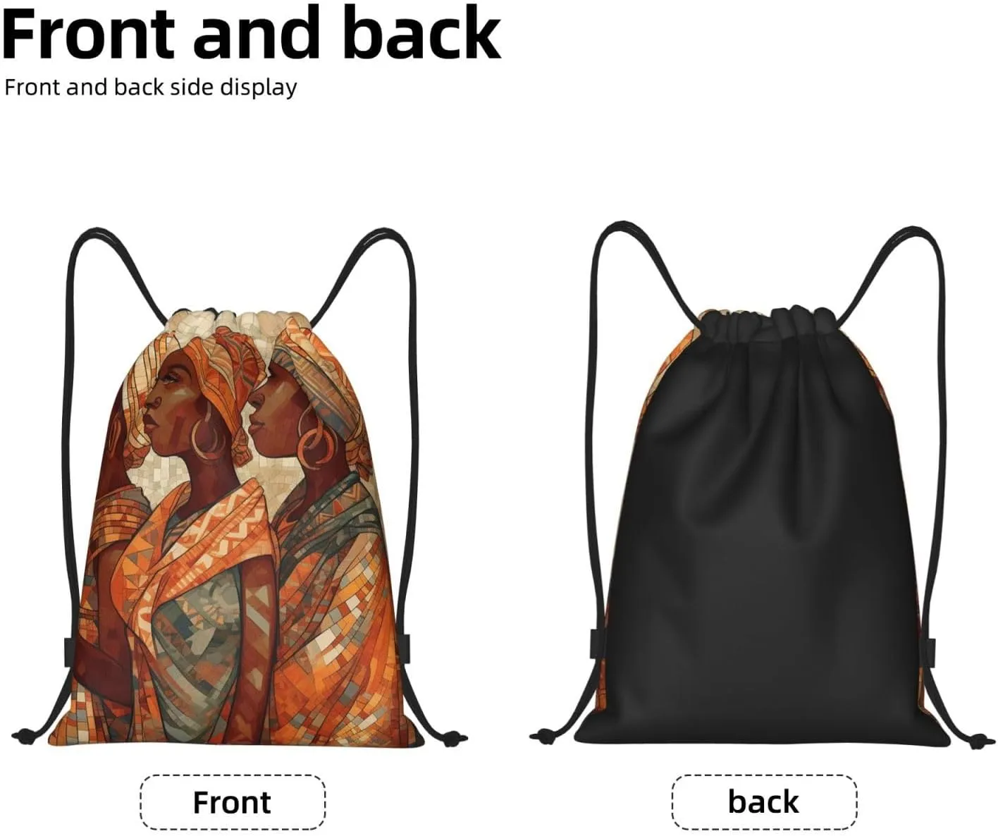 Africa Ethnic Pottery Drawstring Backpack for Men Women Sports Sackpack Waterproof Gym Sack Draw String Cinch Bags Medium