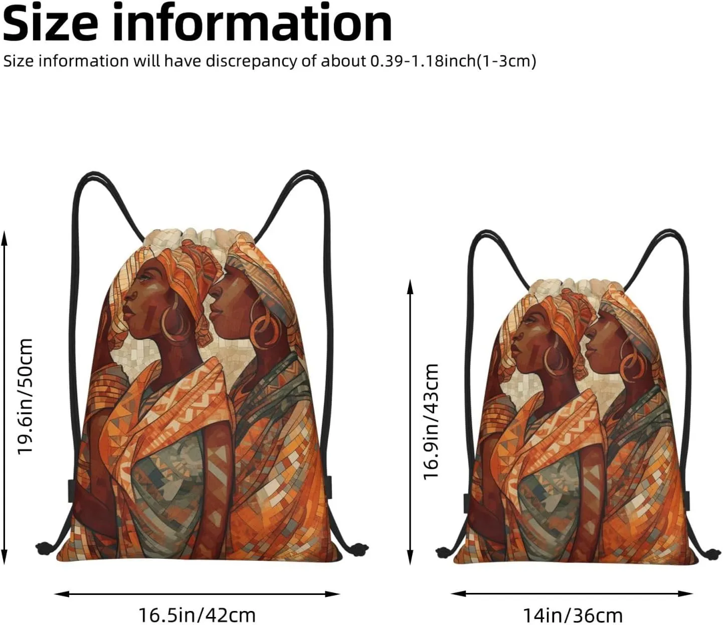 Africa Ethnic Pottery Drawstring Backpack for Men Women Sports Sackpack Waterproof Gym Sack Draw String Cinch Bags Medium