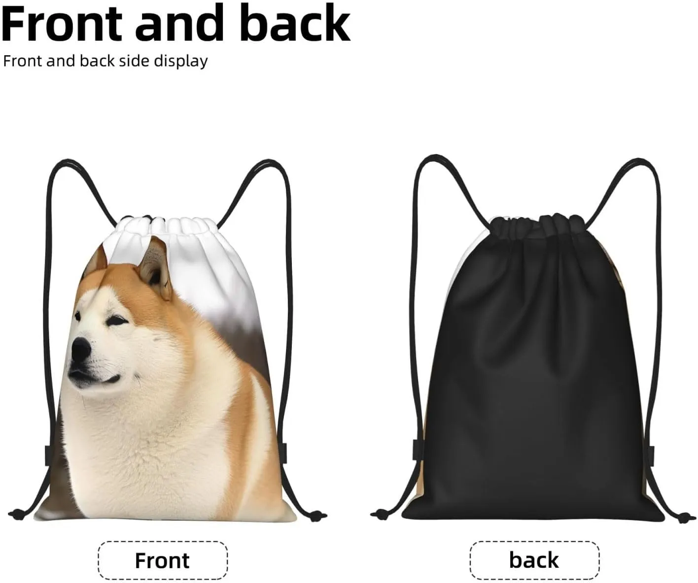 Akita Drawstring Backpack for Men Women Sports Sackpack Waterproof Gym Sack Draw String Cinch Bags Medium