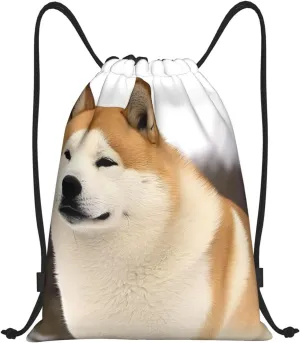 Akita Drawstring Backpack for Men Women Sports Sackpack Waterproof Gym Sack Draw String Cinch Bags Medium