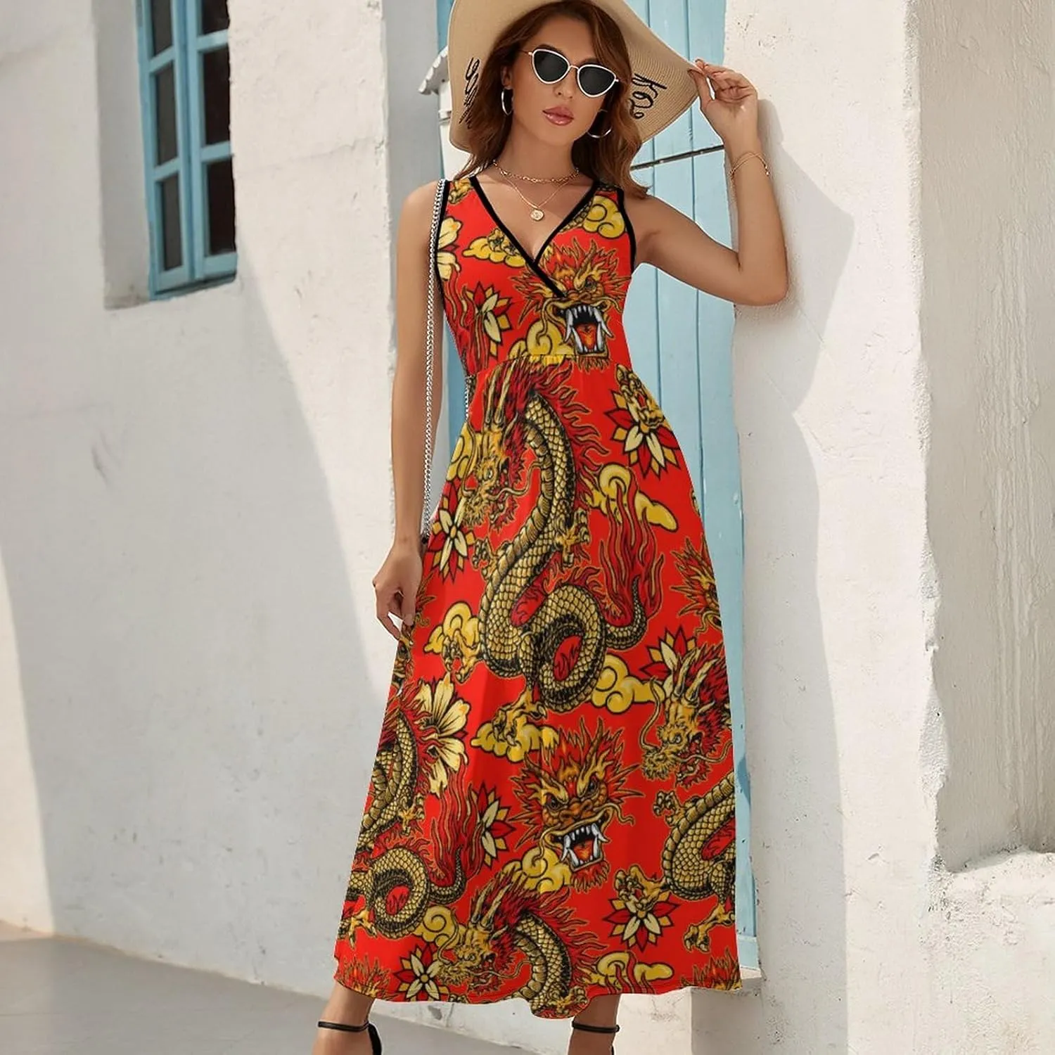 AMRANDOM Women's Sleeveless Casual T Shirt Dress for Women Flowy Tunic Dress