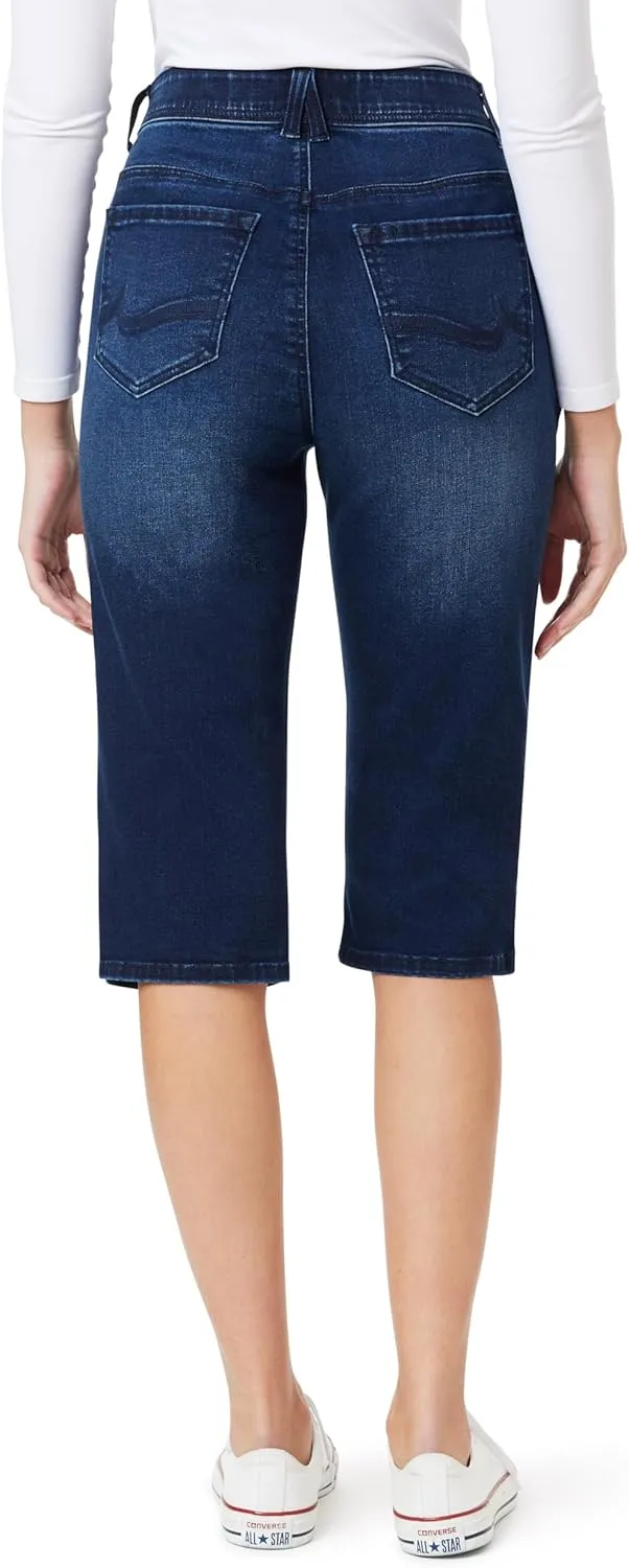 Angels Forever Young Women's Everluxe Sculpt Skinny 17" Side Slit Capri