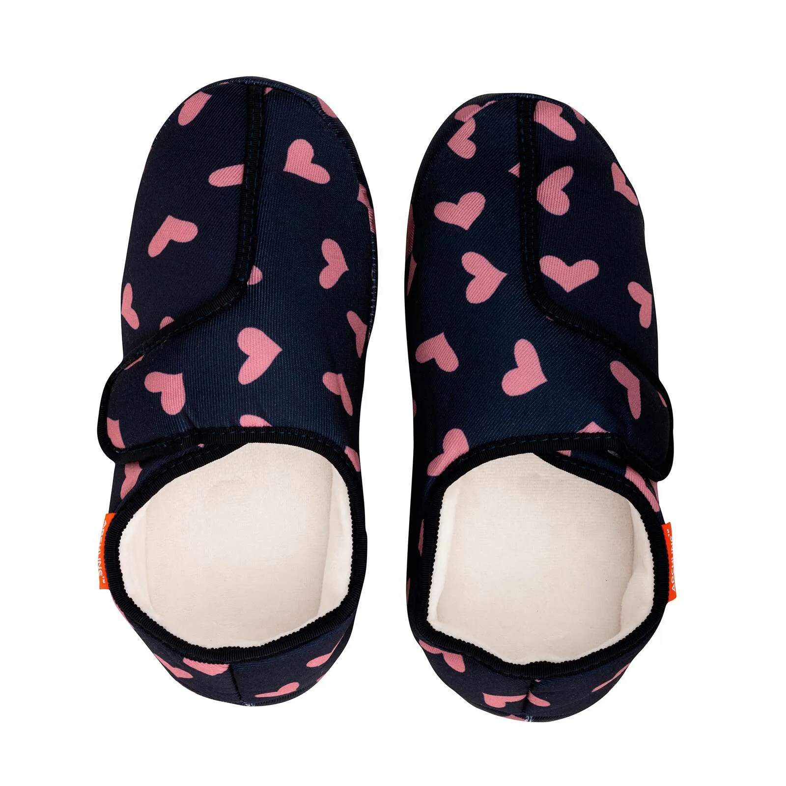 ARCHLINE Orthotic Plus Slippers Closed Scuffs Pain Relief Moccasins - Navy Hearts