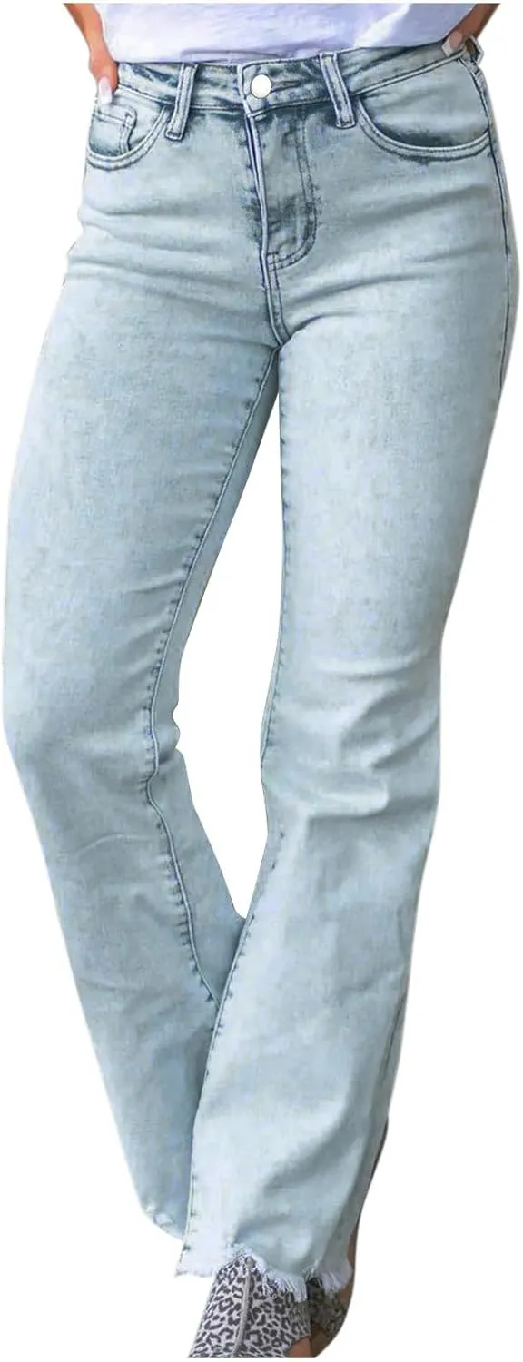 Bell Bottom Jeans Women High Waist Flare Jeans Casual Stretch Denim Pants Trendy Wide Leg Jeans Bootcut Denim Trouser