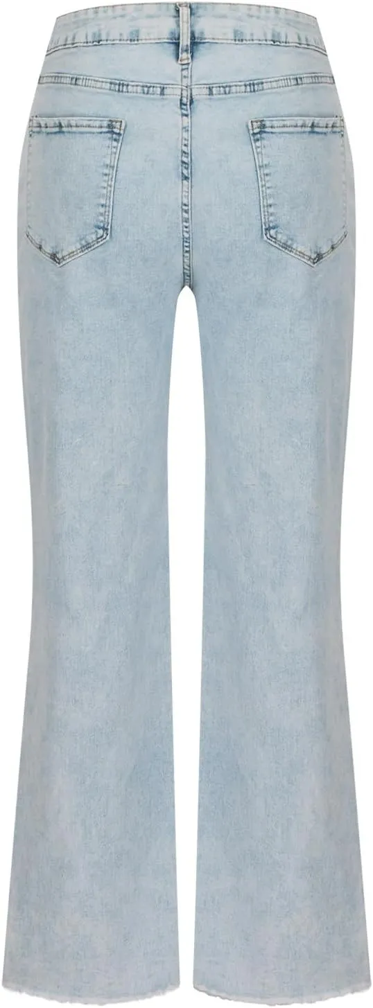 Bell Bottom Jeans Women High Waist Flare Jeans Casual Stretch Denim Pants Trendy Wide Leg Jeans Bootcut Denim Trouser