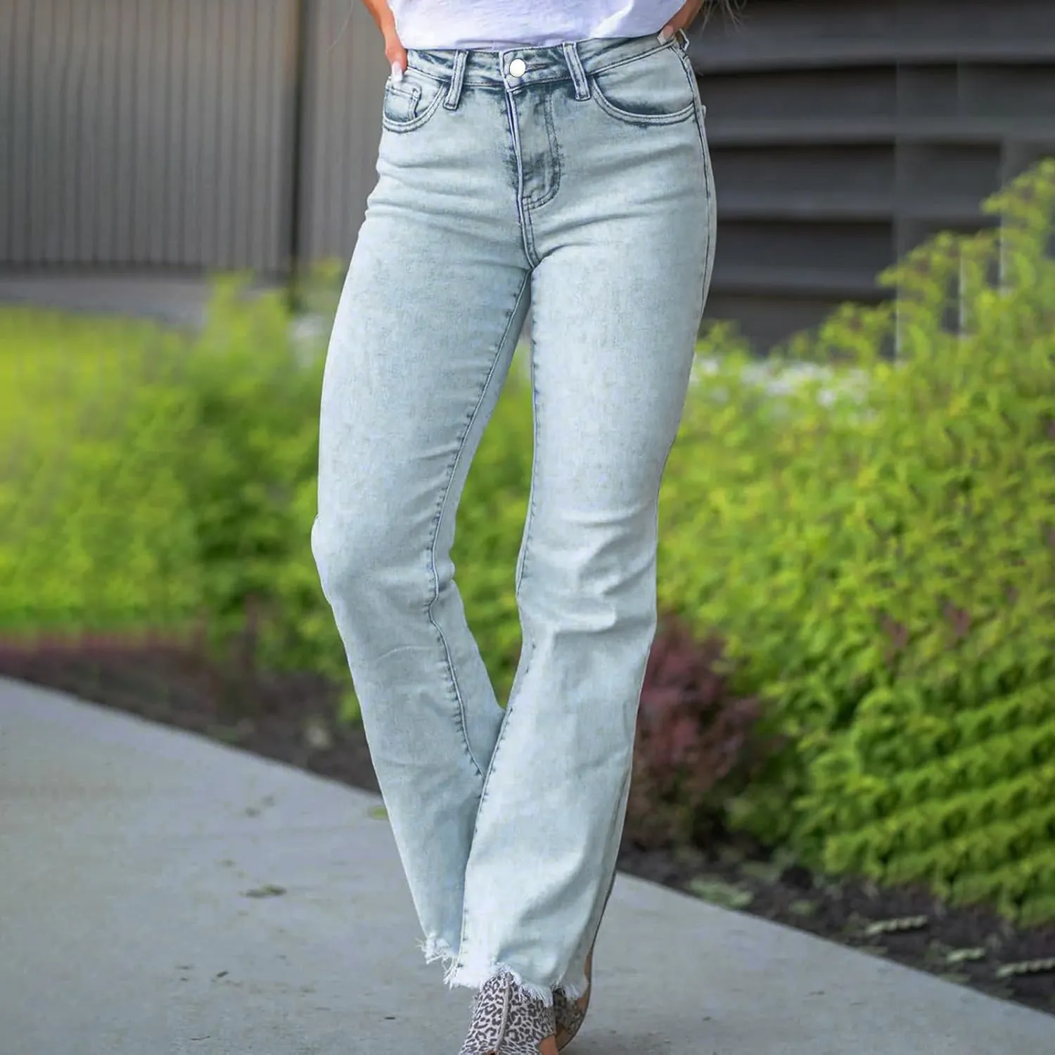 Bell Bottom Jeans Women High Waist Flare Jeans Casual Stretch Denim Pants Trendy Wide Leg Jeans Bootcut Denim Trouser