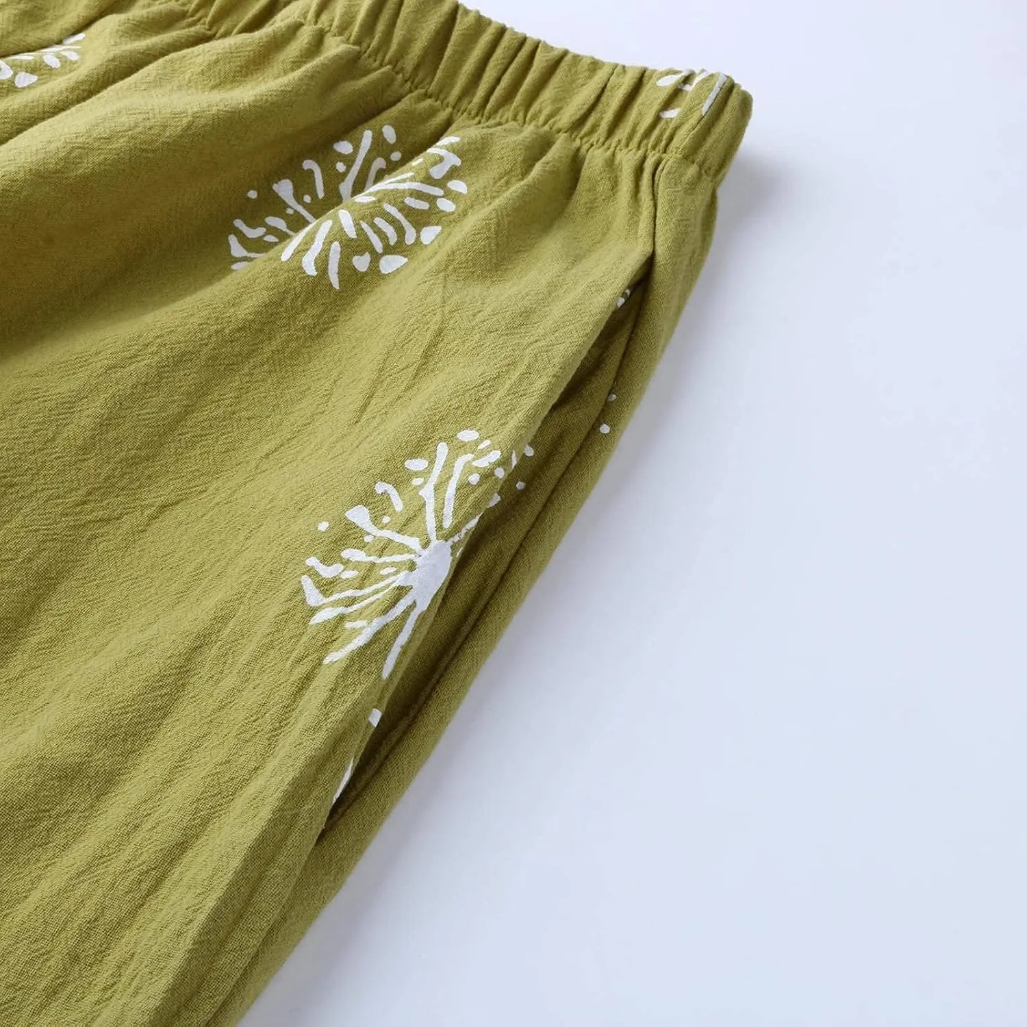 Bengbobar Linen Capri Pants for Women Wide Leg Sweatpants Casual Summer Capri Pants Comfy Baggy Trousers Palazzo Lounge