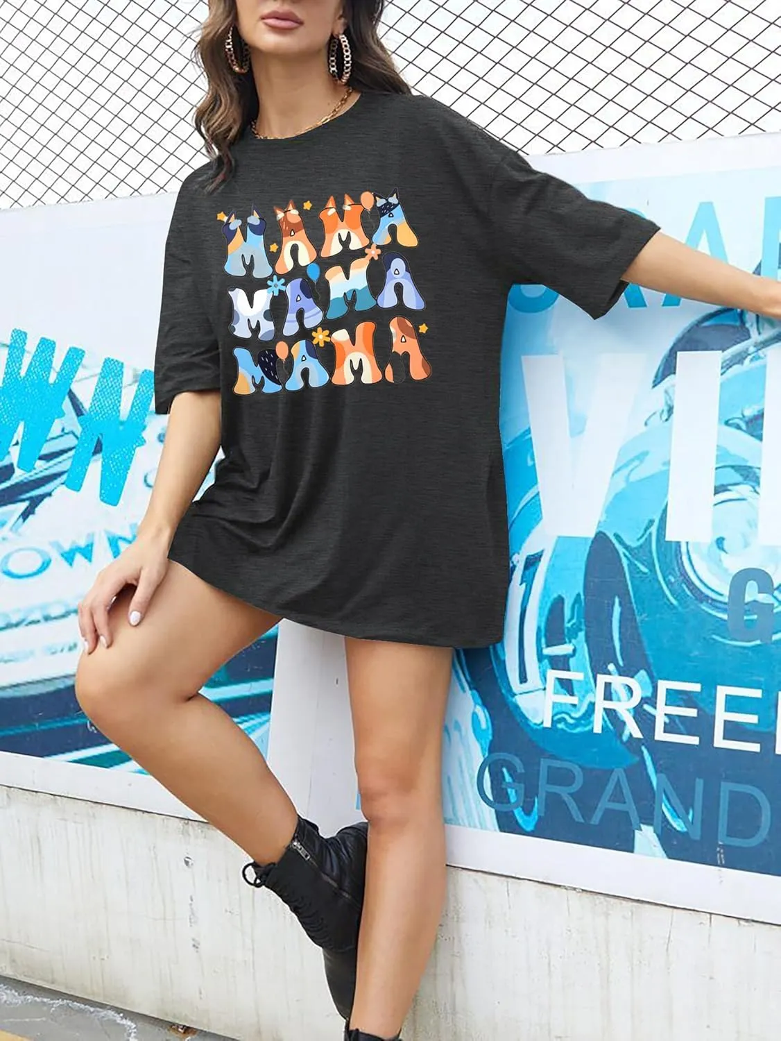 Boy Mom Oversized Tshirt Woman Sequin Graphic Tee Trendy Mama Shirt Mother Gifts Top Casual Short Sleeve Tops