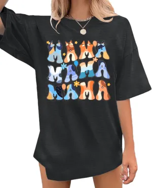 Boy Mom Oversized Tshirt Woman Sequin Graphic Tee Trendy Mama Shirt Mother Gifts Top Casual Short Sleeve Tops