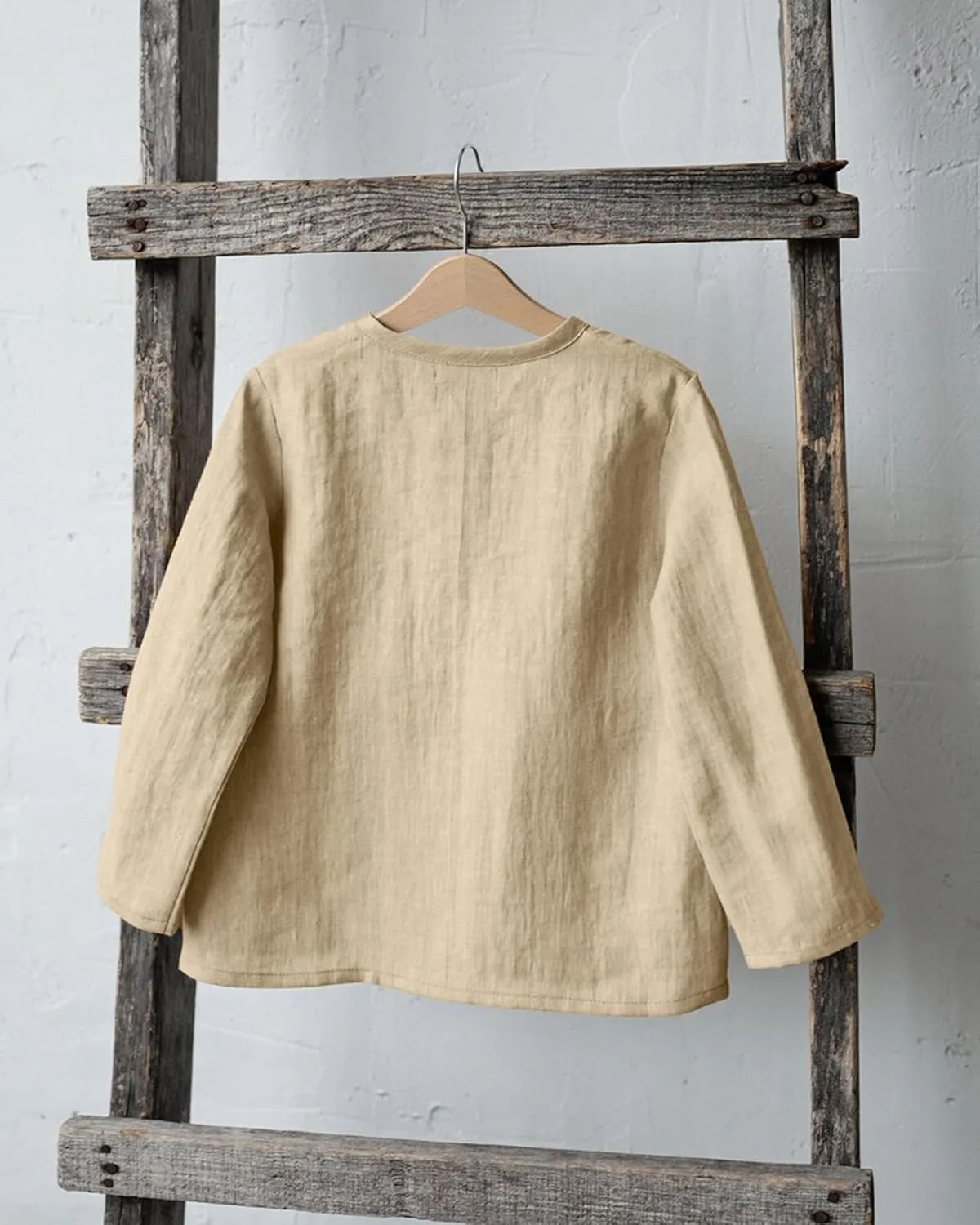 Boys Linen Henley Shirt for Kids Button Down Long Sleeve Dress Shirts Summer Beach Casual T Shirt