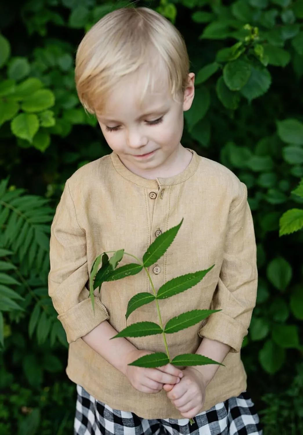 Boys Linen Henley Shirt for Kids Button Down Long Sleeve Dress Shirts Summer Beach Casual T Shirt