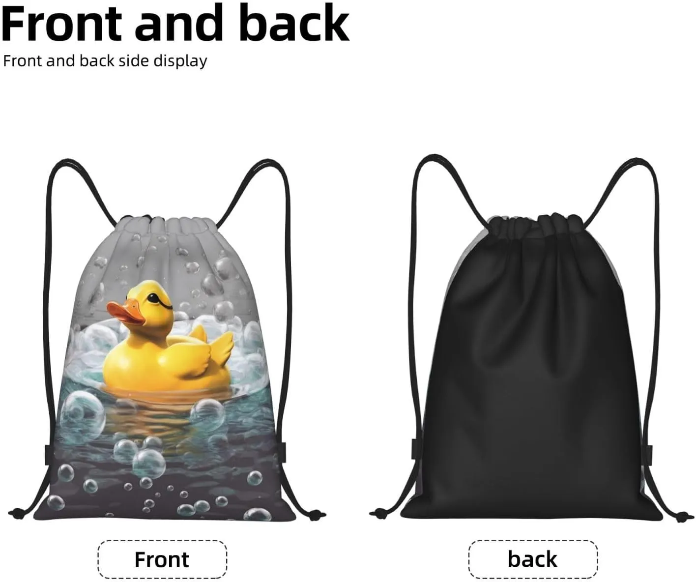 Bubble Duck Drawstring Backpack for Men Women Sports Sackpack Waterproof Gym Sack Draw String Cinch Bags Small