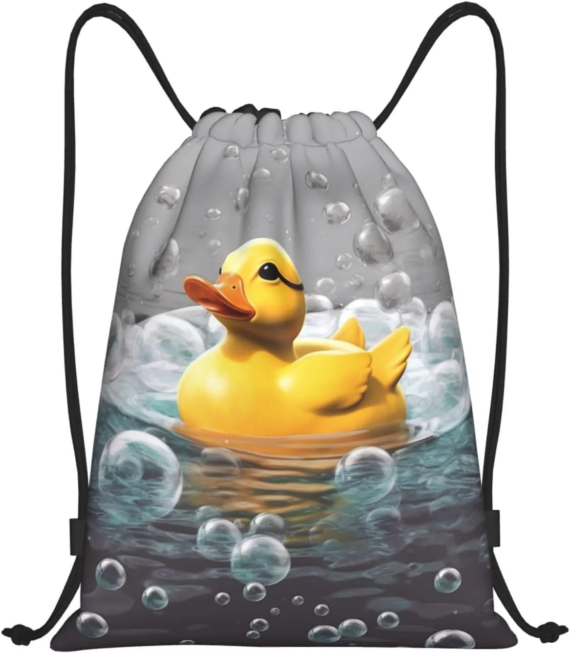 Bubble Duck Drawstring Backpack for Men Women Sports Sackpack Waterproof Gym Sack Draw String Cinch Bags Small