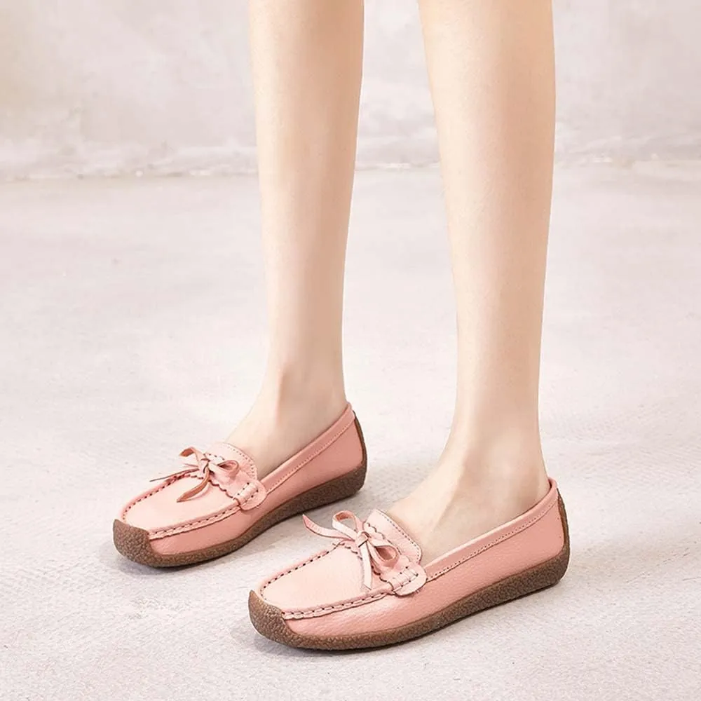 Casual Genuine Leather Comfortable Lightweight Driving Moaccasins Classic Fashion Buckle Slip On Ladies Driving Loafer Flat Shoes