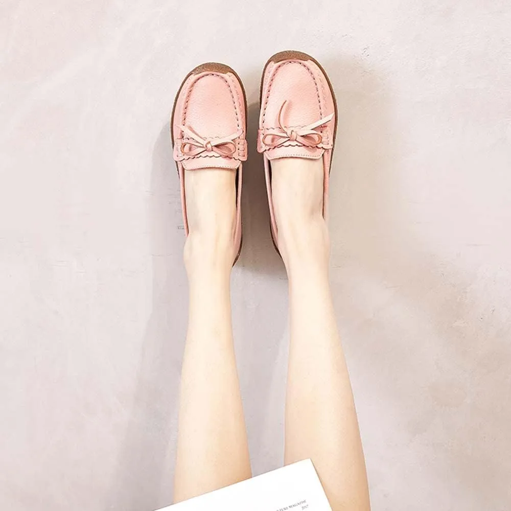 Casual Genuine Leather Comfortable Lightweight Driving Moaccasins Classic Fashion Buckle Slip On Ladies Driving Loafer Flat Shoes