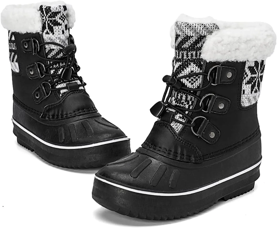 CERYTHRINA Unisex-Child Bootie Snow Boot Duck Girls and Boys Lace Up Rain Duck Boots