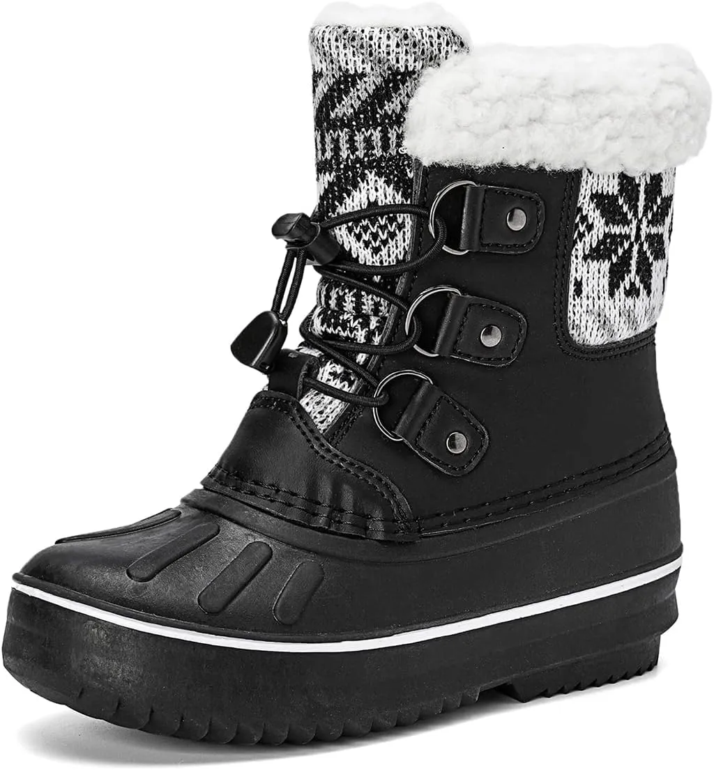 CERYTHRINA Unisex-Child Bootie Snow Boot Duck Girls and Boys Lace Up Rain Duck Boots