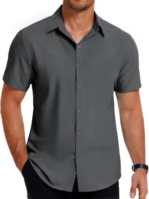 COOFANDY Men's Dress Shirts Short Sleeve Button Down Shirt Business Casual Wrinkle Free Summer Shirts