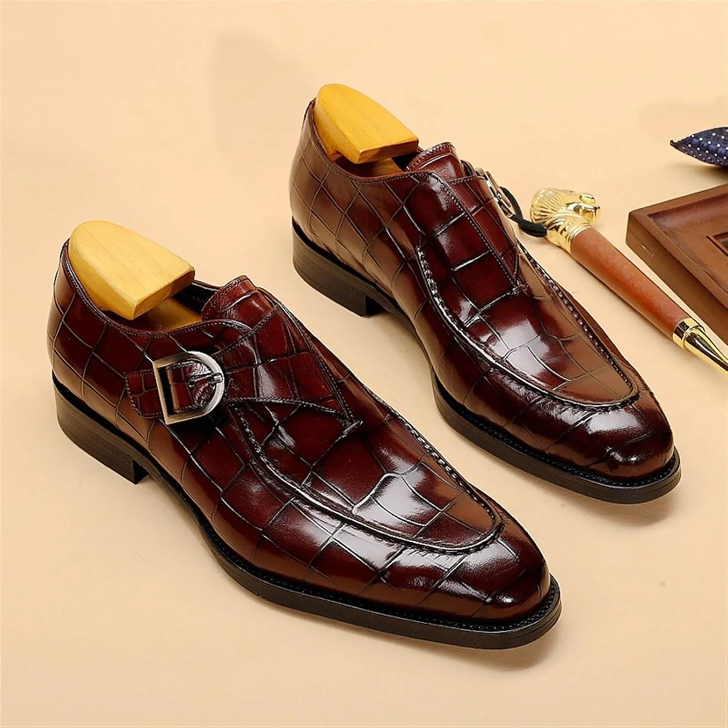 Dress Shoes for Men Classic Fish Print Business Flats for Men Designer Dress Shoes Stylish Loafers for Office Casual Wear