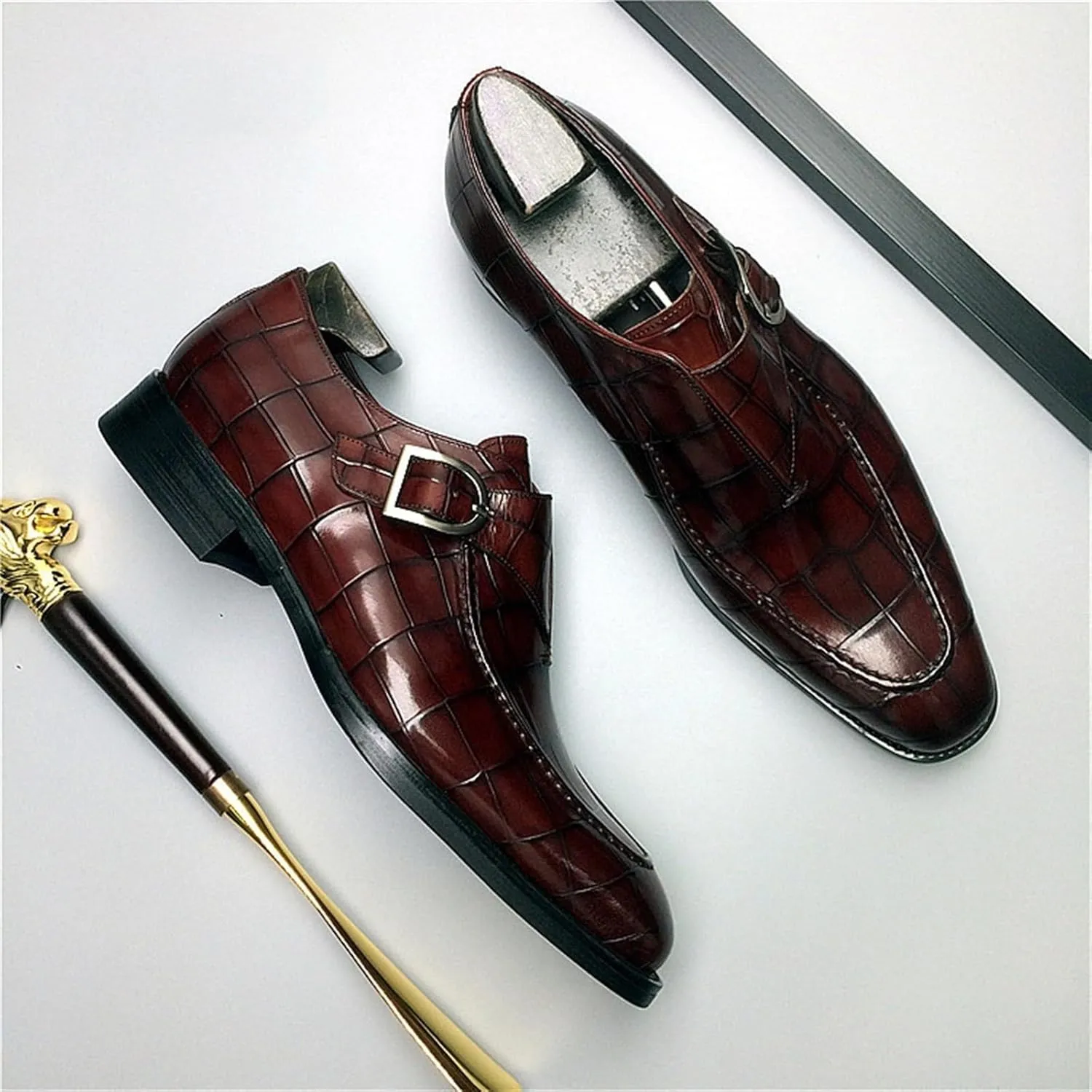 Dress Shoes for Men Classic Fish Print Business Flats for Men Designer Dress Shoes Stylish Loafers for Office Casual Wear