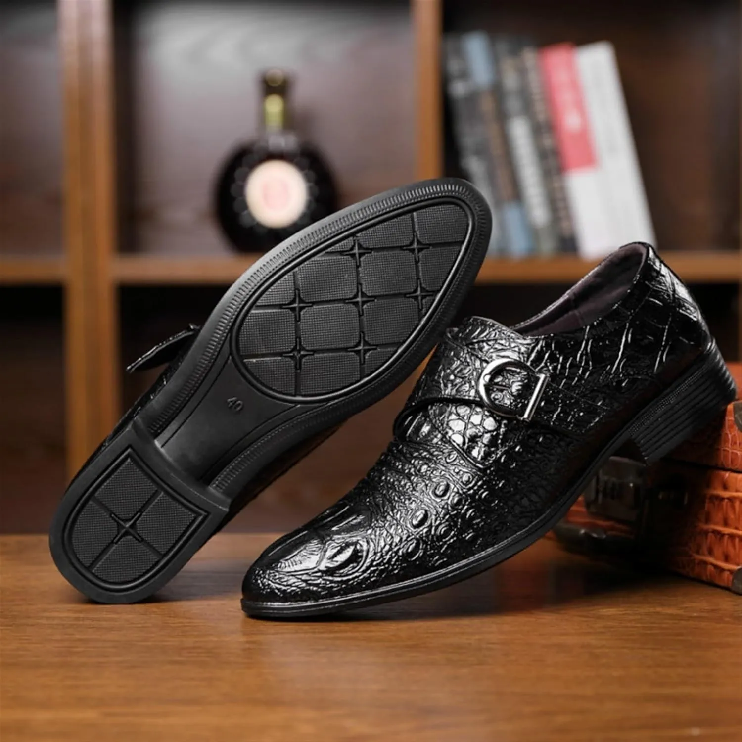 Dress Shoes for Men Classic Fish Print Men's Loafers Designer Dress Shoes for Christmas Parties