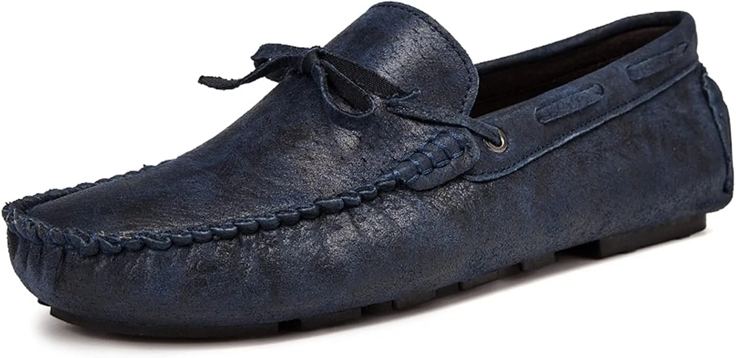 Driving Moccasins for Men Genuine Leather Stitching Details Deck Shoes 1-Eye Flat Heel Flexible Comfortable Driving Slip On for Any Attire