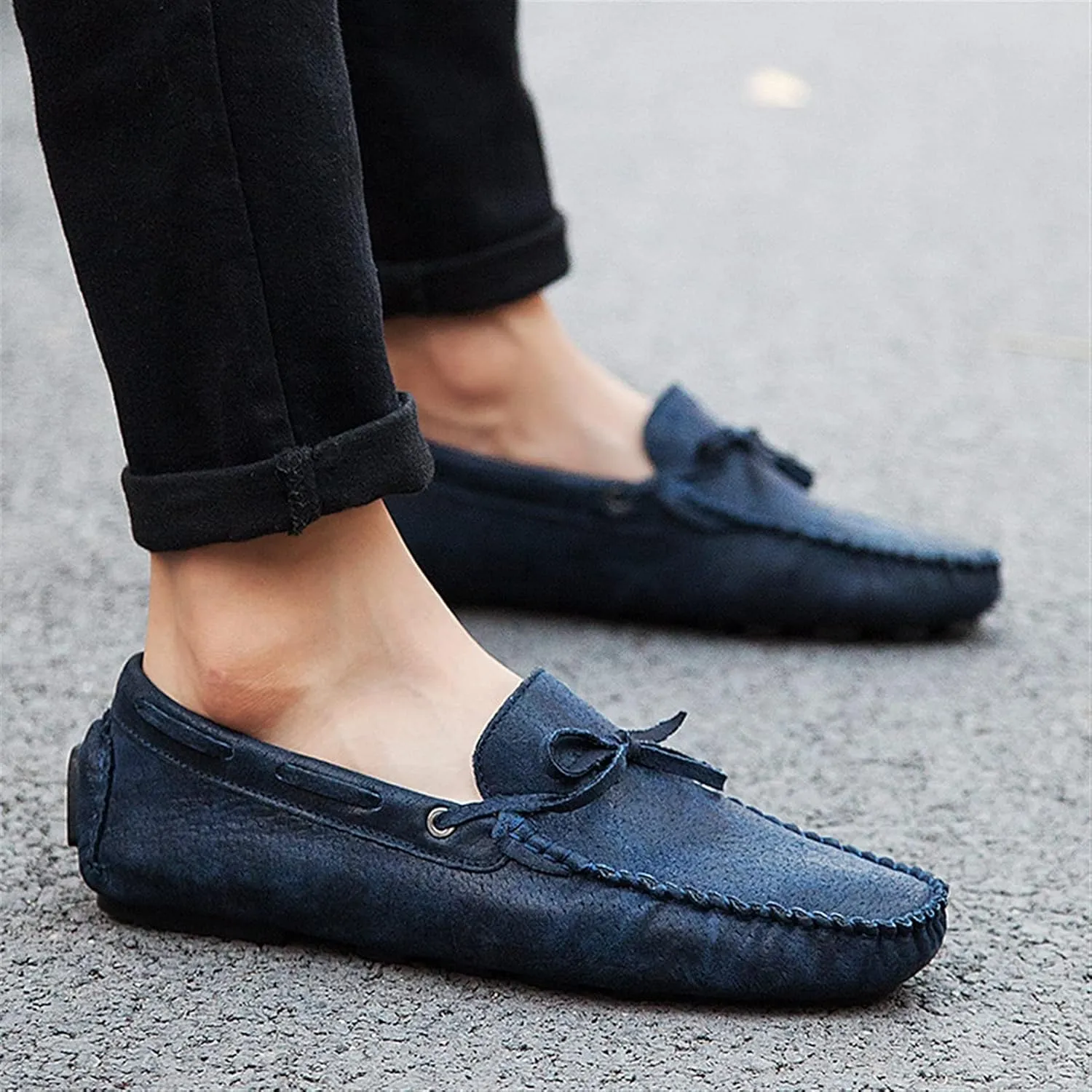Driving Moccasins for Men Genuine Leather Stitching Details Deck Shoes 1-Eye Flat Heel Flexible Comfortable Driving Slip On for Any Attire