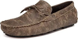 Easy to Put and Remove Driving Moccasins for Men Genuine Leather Stitching Details Deck Shoes 1-Eye Flat Heel Resistant Comfortable Casual Slip On for All Occasions (Color : Brown, Size : 10.5)